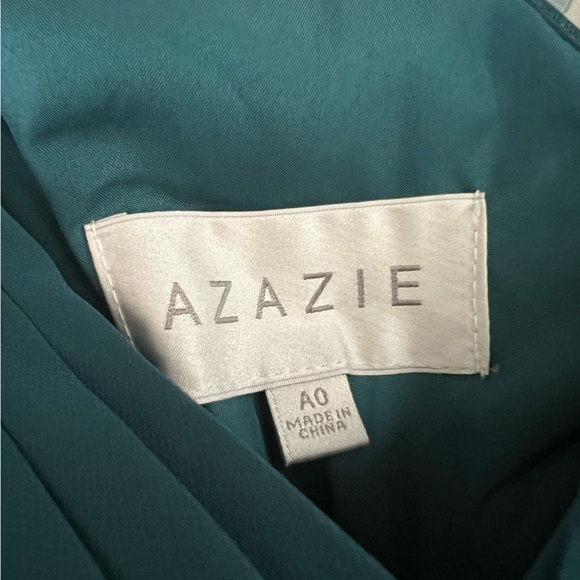 Azazie Flora Ink Blue A-Line Pleated Chiffon Dress - Picture 8 of 10